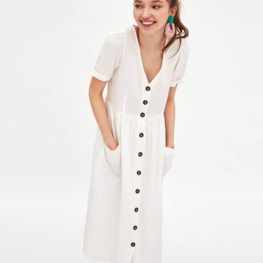 Zara white linen dress